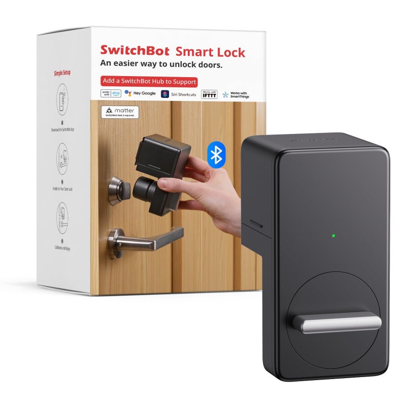 SwitchBot Smart Lock  Bluetooth Electronic Deadbolt Keyless Entry Door Lock for Front Door  Compatible with WiFi Bridge (Sold Separately)  Fits Your Existing for Airbnbs Vacation Rentals - Image 1